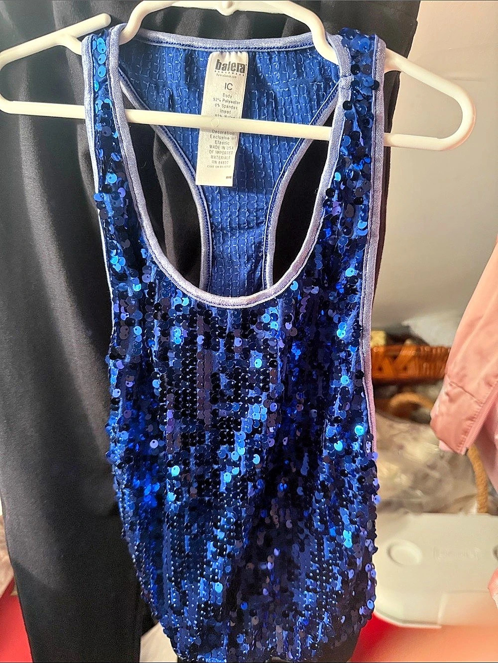 balera Sequin Racerback Tank Top Blue Size IC